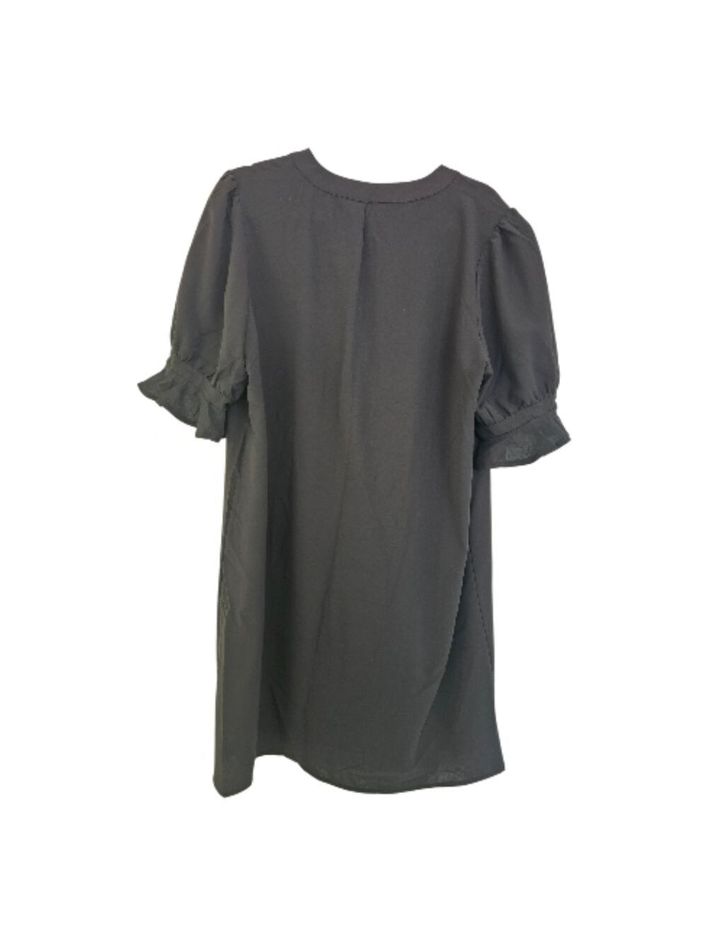 Vee Neck Short Sleeve Tunic Dress Black Size XL - Picture 6 of 9